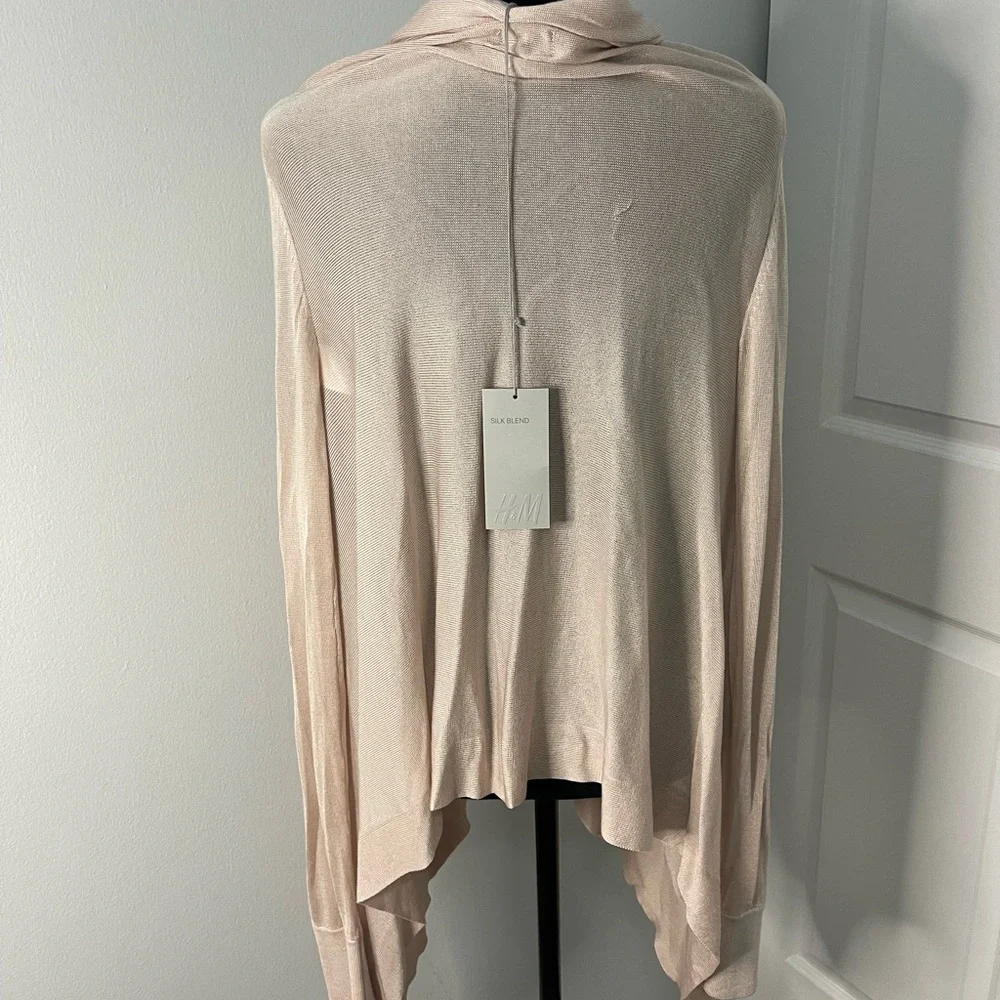 H&M l Silk Blend Open Front Cardigan l Size M/L l NWT l Poshmark - Picture 4 of 10